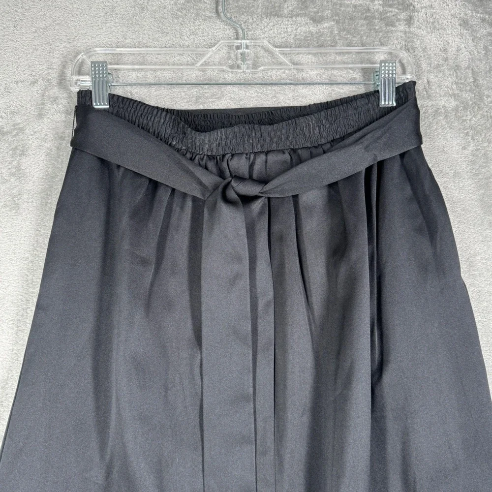 Terry Chicago Skirt A-Line Tie Waist Elastic Waist Midi Satin‎ Neutral Size 6